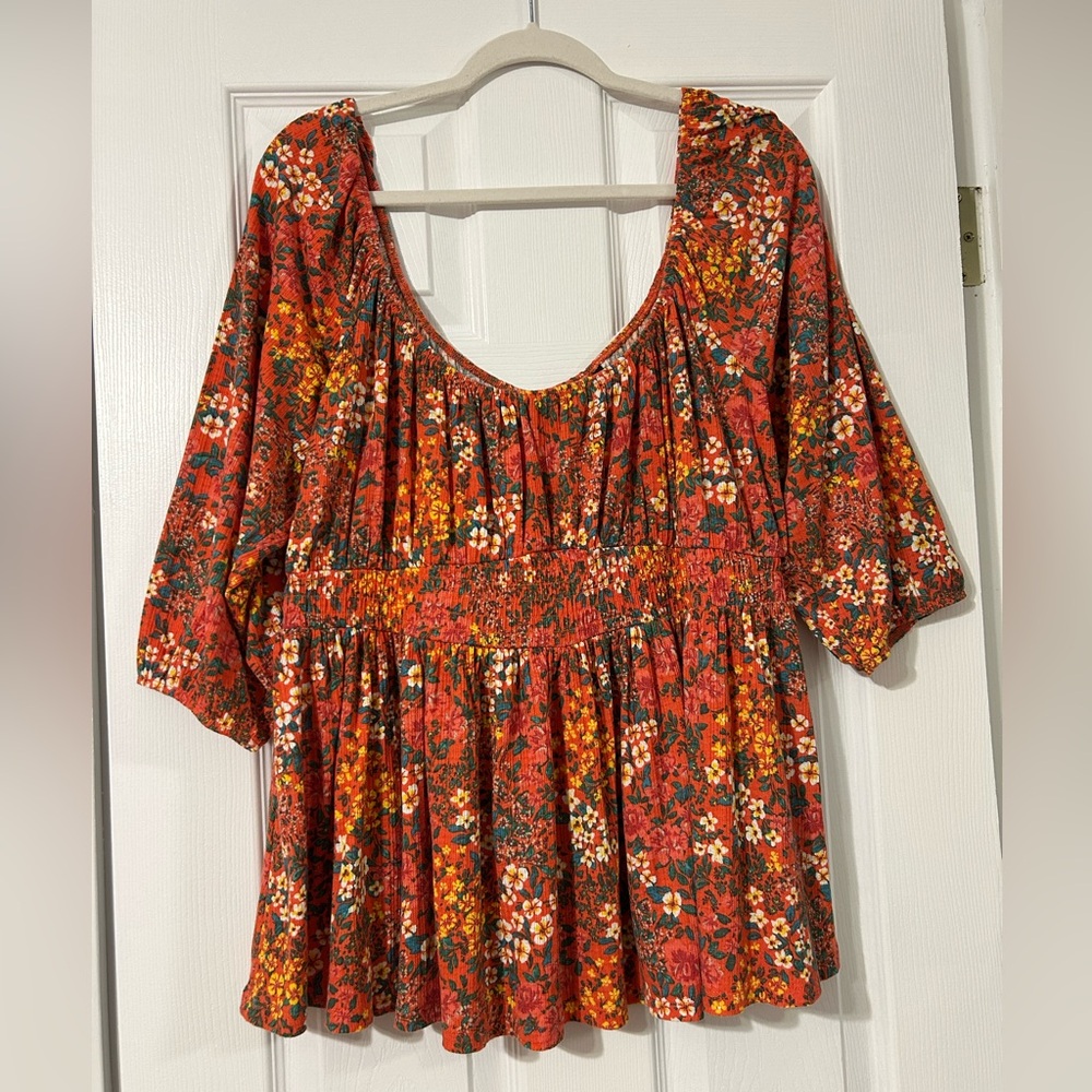 Torrid Orange Floral Blouse